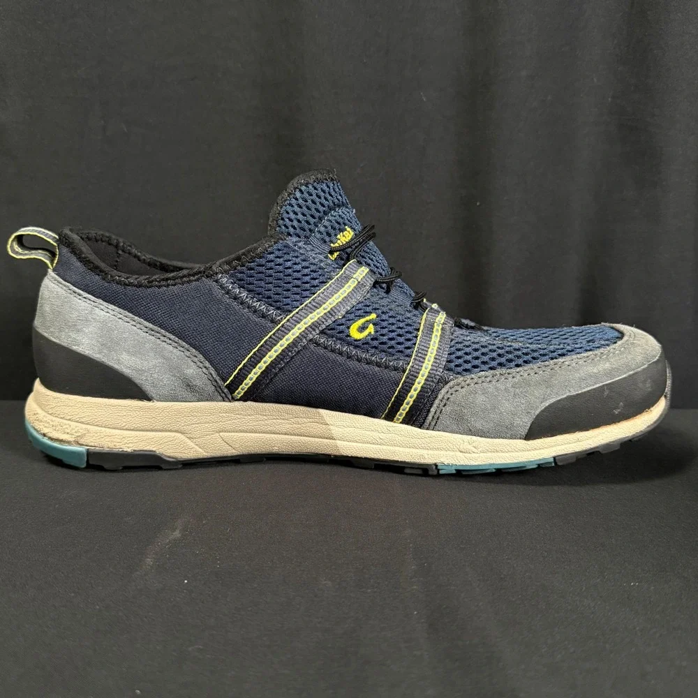 Olukai Mens Kia'i Trainer Navy Dark Shadow Grey Mesh Leather Sneakers Mens 12